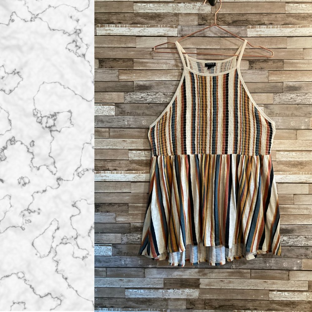 Torrid Super Soft Smocked High Neck Babydoll Top Size 2